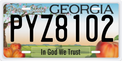 GA license plate PYZ8102