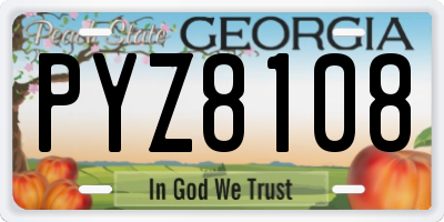 GA license plate PYZ8108