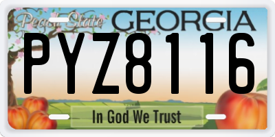 GA license plate PYZ8116