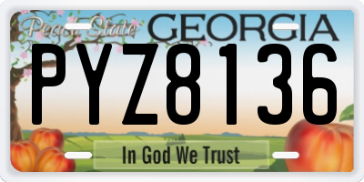 GA license plate PYZ8136