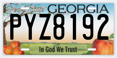 GA license plate PYZ8192