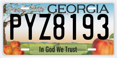 GA license plate PYZ8193