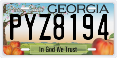 GA license plate PYZ8194