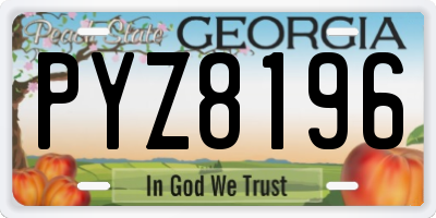 GA license plate PYZ8196