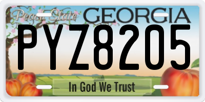 GA license plate PYZ8205