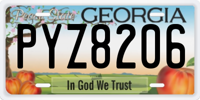 GA license plate PYZ8206