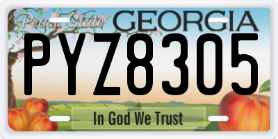 GA license plate PYZ8305