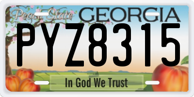 GA license plate PYZ8315