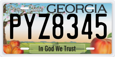 GA license plate PYZ8345
