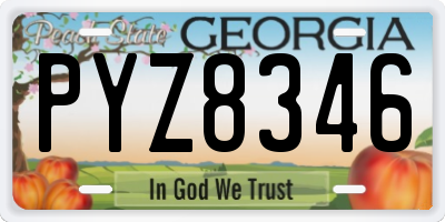 GA license plate PYZ8346