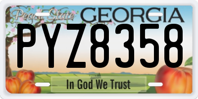 GA license plate PYZ8358