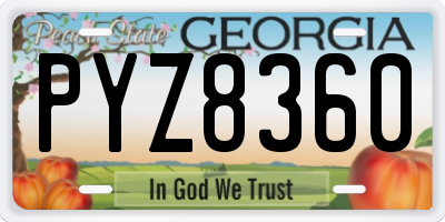 GA license plate PYZ8360