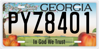 GA license plate PYZ8401