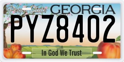 GA license plate PYZ8402