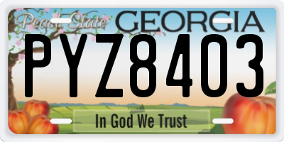 GA license plate PYZ8403