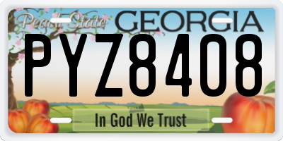 GA license plate PYZ8408