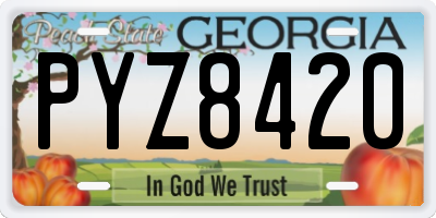 GA license plate PYZ8420