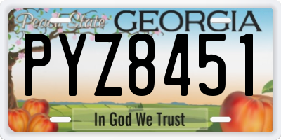 GA license plate PYZ8451