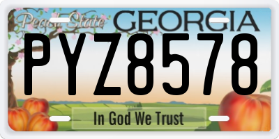 GA license plate PYZ8578