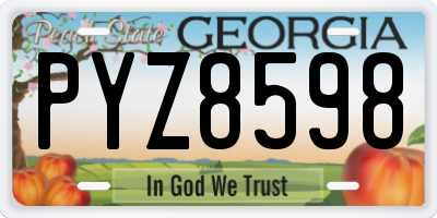 GA license plate PYZ8598