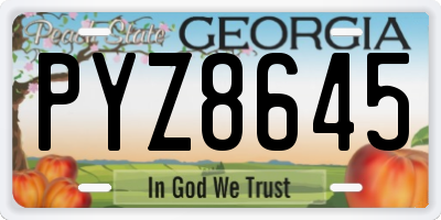 GA license plate PYZ8645