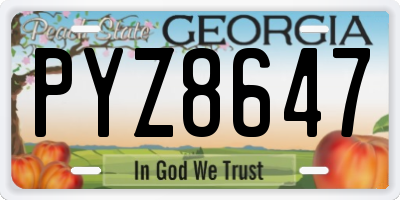 GA license plate PYZ8647