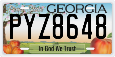 GA license plate PYZ8648
