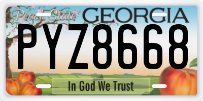 GA license plate PYZ8668