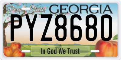 GA license plate PYZ8680