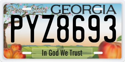 GA license plate PYZ8693