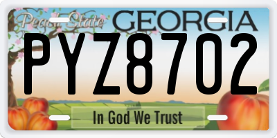 GA license plate PYZ8702