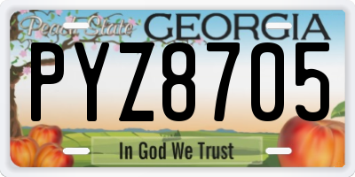 GA license plate PYZ8705