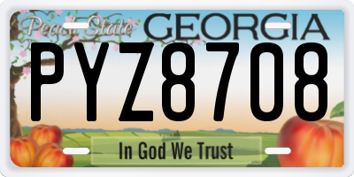 GA license plate PYZ8708