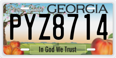 GA license plate PYZ8714