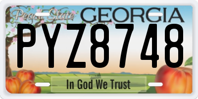 GA license plate PYZ8748