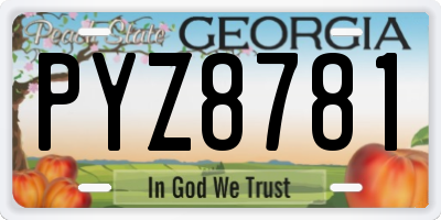 GA license plate PYZ8781