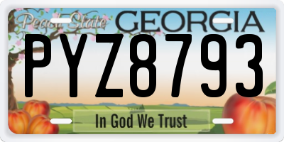 GA license plate PYZ8793