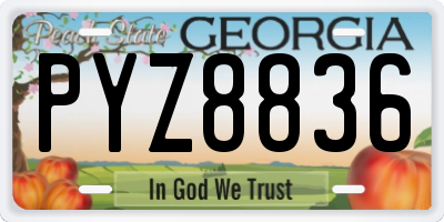 GA license plate PYZ8836