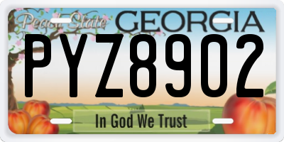 GA license plate PYZ8902