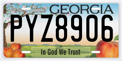 GA license plate PYZ8906