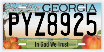 GA license plate PYZ8925