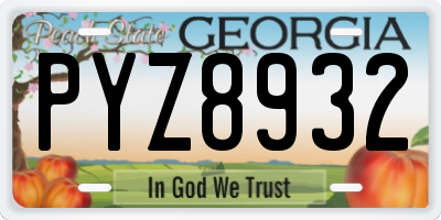 GA license plate PYZ8932