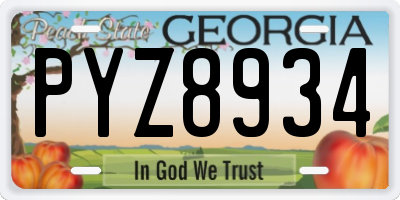 GA license plate PYZ8934