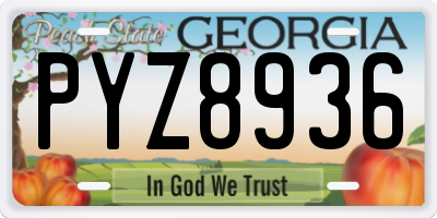 GA license plate PYZ8936