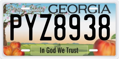 GA license plate PYZ8938