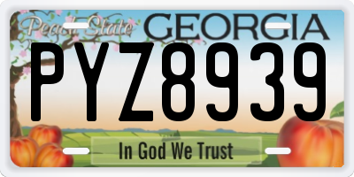 GA license plate PYZ8939
