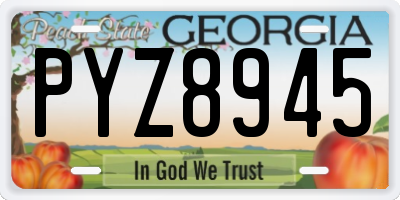 GA license plate PYZ8945
