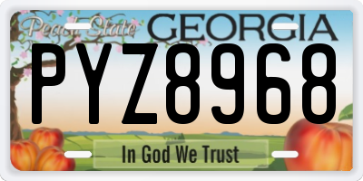 GA license plate PYZ8968