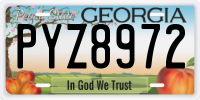 GA license plate PYZ8972