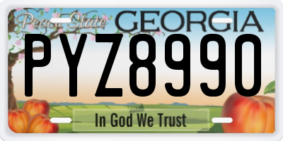 GA license plate PYZ8990